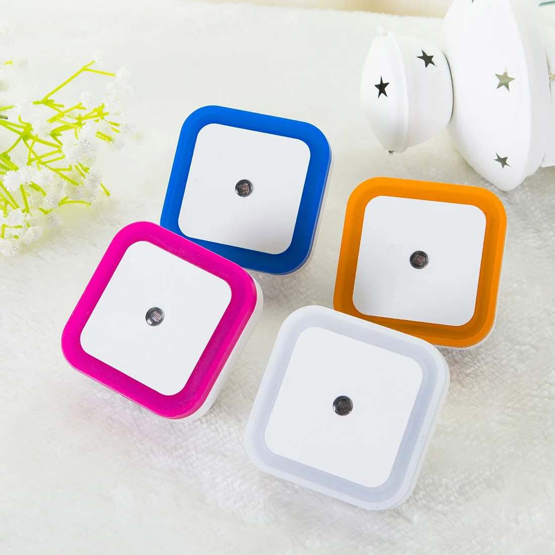 

Light Sensor Control Night Light Mini EU US Plug Novelty Square Bedroom lamp For Baby Gift Romantic Colorful Lights