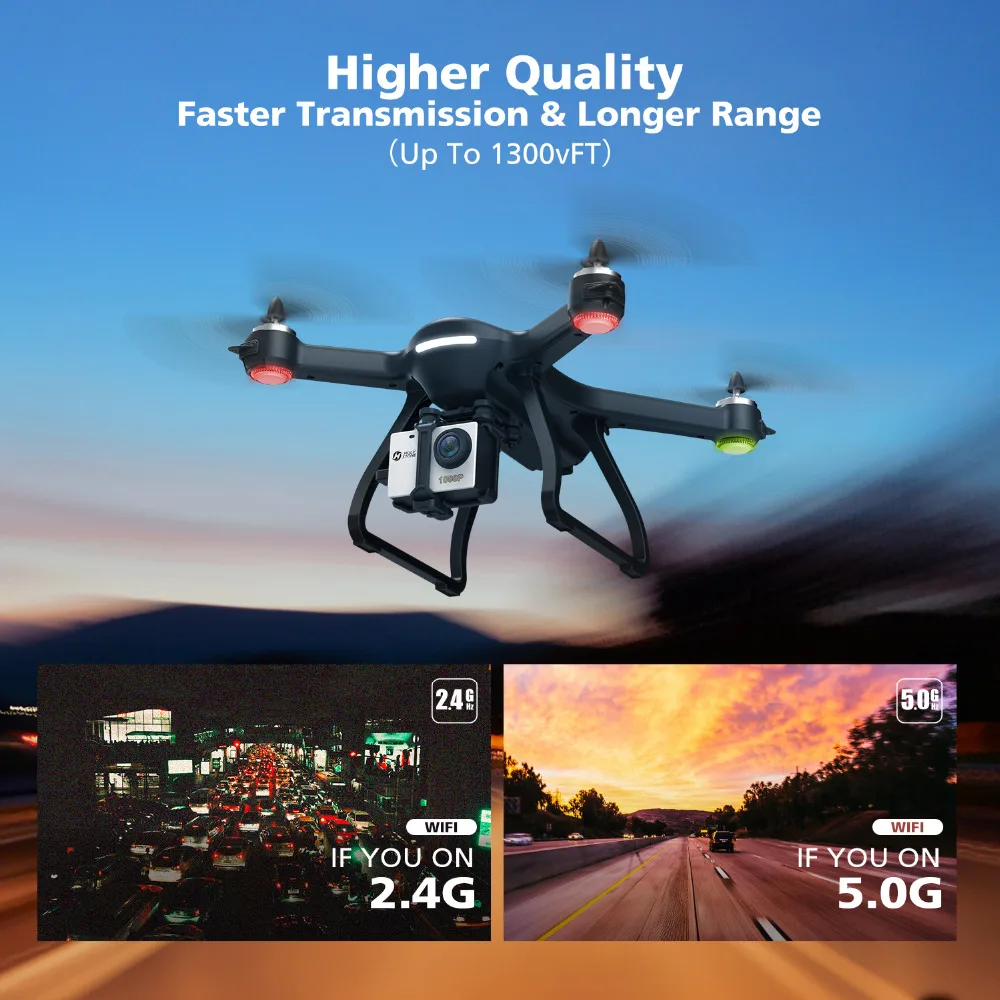 Holy Stone HS700 5G gps Дрон с 1080P HD Wifi камерой бесщеточный мотор RC Вертолет FPV живое видео 20 минут Квадрокоптер