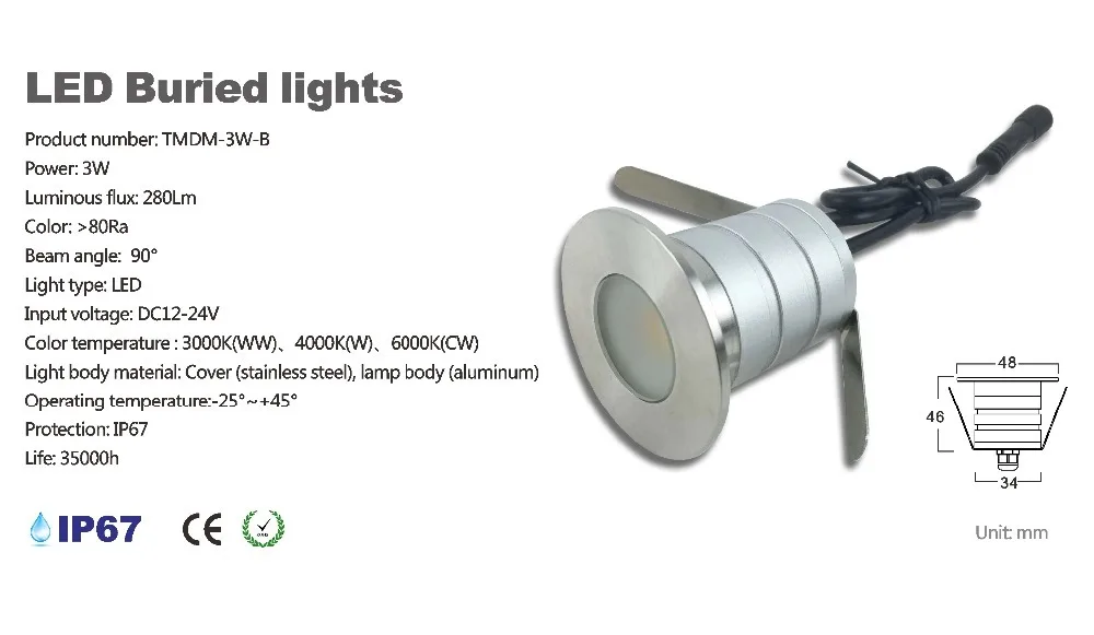 3 Вт светодиодный подземный ландшафтный свет с COB чипом DC12V-24V водостойкие прожекторы палуба двор сад патио лампа 8 шт. CE