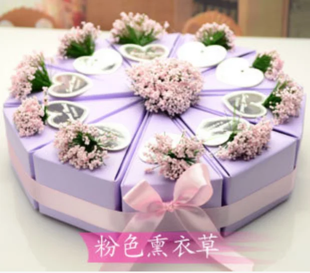 50pcs 5 Cakes Purple Pink Cake Style Lavender Flower Decoration 50pcs 5 Cakes Purple Pink Cake Style Lavender Flower Decoration Wedding Favors Candy Bo Chocolate Gifts Box Oniera In Gift Bags Wring