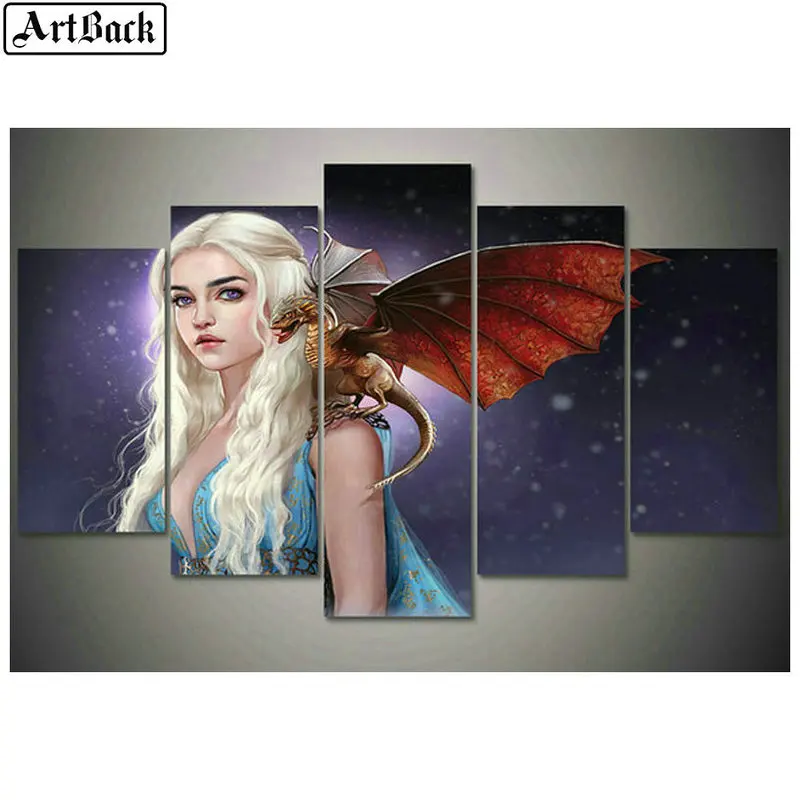 

5 spell diamond painting girl dragon 5d full square drill diamond embroidery round rhinestone living room decorative painting