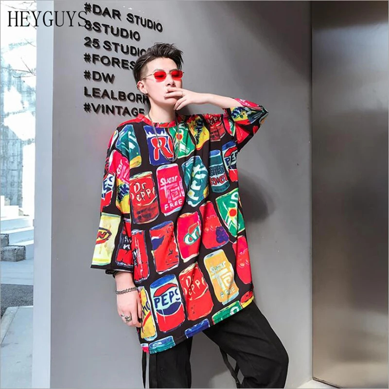 

HEYGUYS Summer Cotton Print Doodle Hip Hop Tee Summer Fashion Streetwear Harajuku Top Oversized T Shirt S M L XL XX