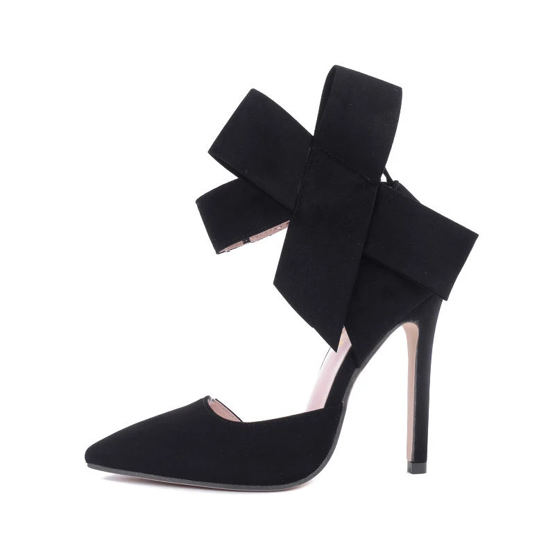 

Women's Shoes Cut Out Pointed Toe Detachable Bow Heel Pumps