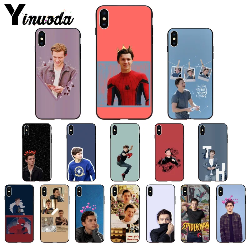 

Yinuoda Marvel Hero Spiderman Tom Holland Newly Black Cell Phone Case for iPhone 6S 6plus 7 7plus 8 8Plus X Xs MAX 5 5S XR