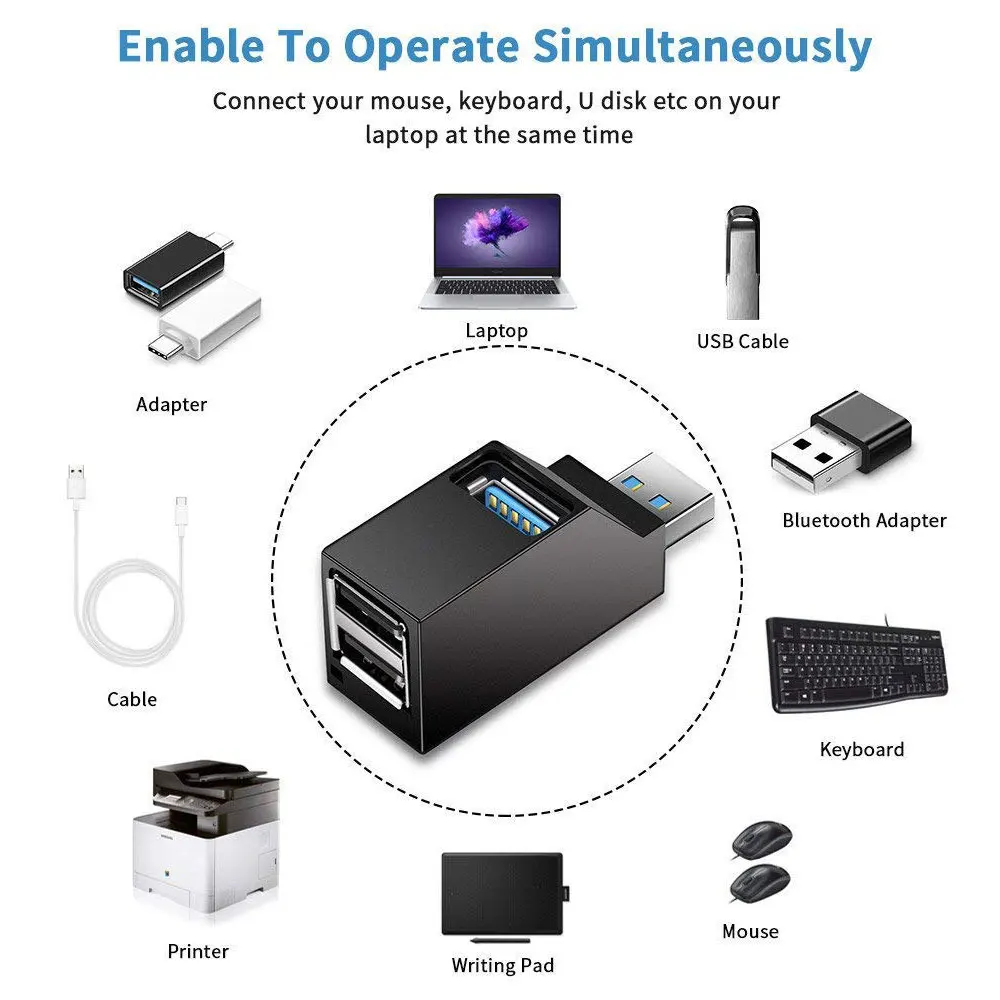 Новый 3 портовый usb концентратор Mini USB 2 0 высокоскоростной разветвитель для ПК