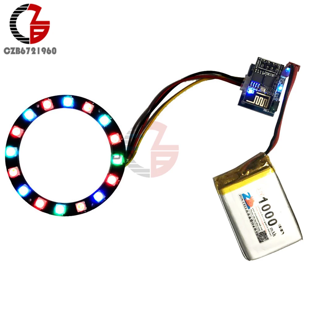 DIY Kit WS2812 RGB кольцо света ESP8266 ESP-01 ESP-01S RGB светодио дный контроллер модуль адаптера 3,7 В-5 В DC для Arduino IDE