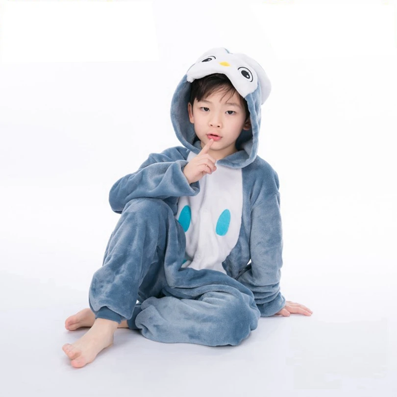 Совы пижамы для детей пижамы унисекс футболки для девочек и мальчиков с рисунком животных; платья с изображением птиц; спальный комбинезон; одежда для сна с капюшоном