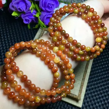 

Free Shipping Natural Quartz Bracelet Crystal Red Rabbit Hair Rutilated Beads 6mm AAA 3rows