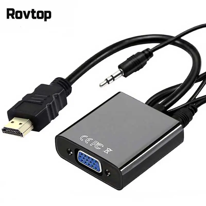 Rovtop HDMI в VGA адаптер мужской в Famale конвертер адаптер 1080P цифро-аналоговый видео аудио для ПК ноутбук планшет