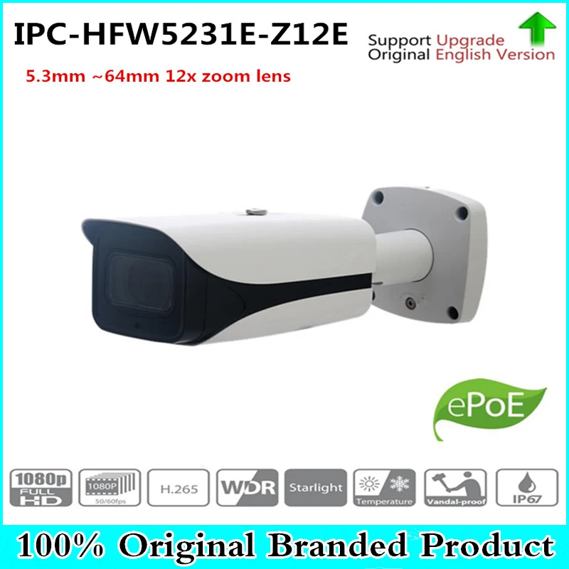 

Original DH English version 2MP WDR IR 200M Bullet Network Camera IPC-HFW5231E-Z12E Without logo free DHL shipping