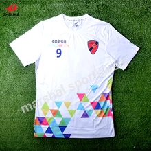 sublimation customized white soccer t-shirt fresh style 100%polyester in top quality