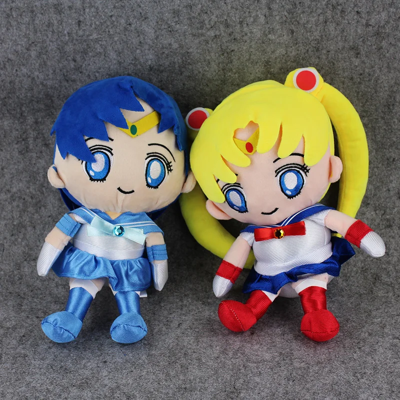 27cm Sailor Moon Plush Toy Tsukino Usagi Cute Sailor Mercury Soft Stuffed Doll Japanese Anime Collection