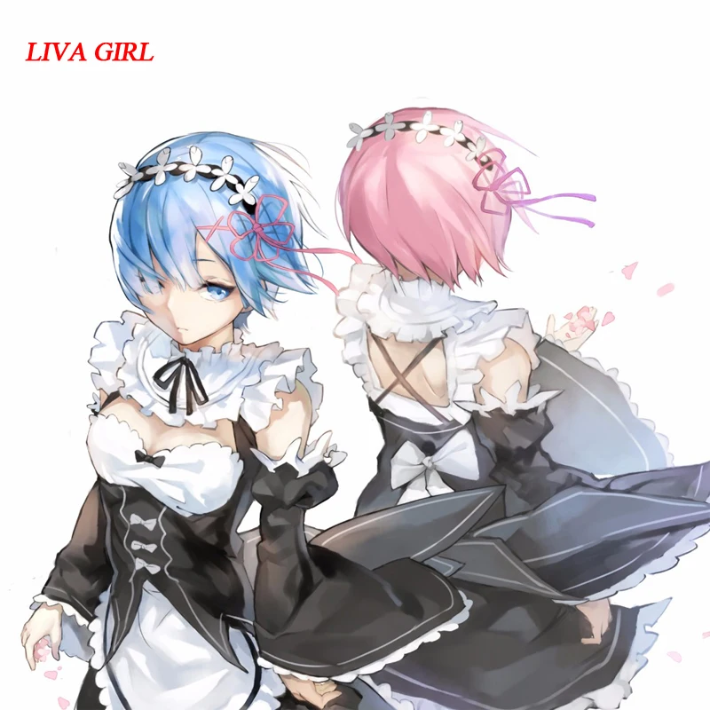 LIVA GIRL Градуированный цвет REM Косплей и RAM косплей парик Re: Zero пусковая жизнь в