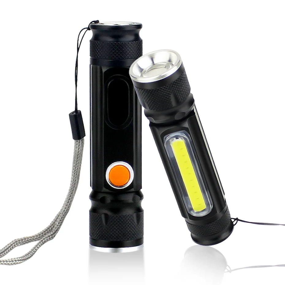 Mini Rechargeable Flashlight COB LED Work Light Waterproof Camping Outdoor Torch 