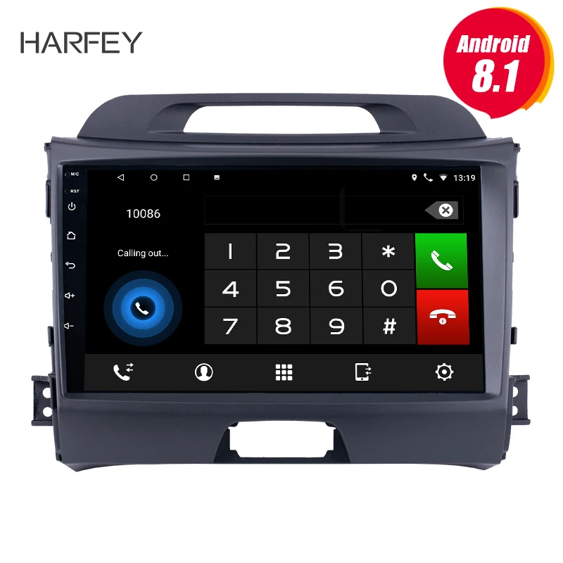 Сенсорный экран Harfey 9 дюймов HD 1024*600 Радио для 2010 2015 KIA Sportage Android 8 1 с GPS навигацией
