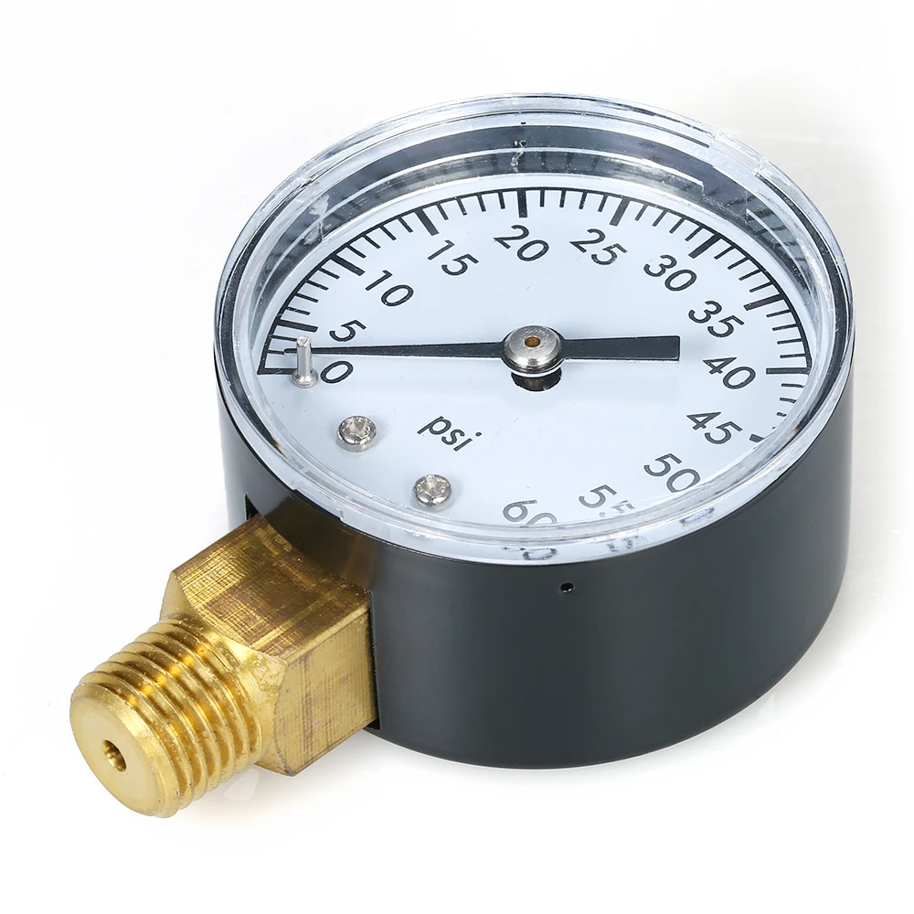 

0~60psi Pressure Gauge Mechanical Pool Filter Aquarium Water Air Pressure Gauge Meter with 50mm Dial 1/4 inch NPT Bottom Mount