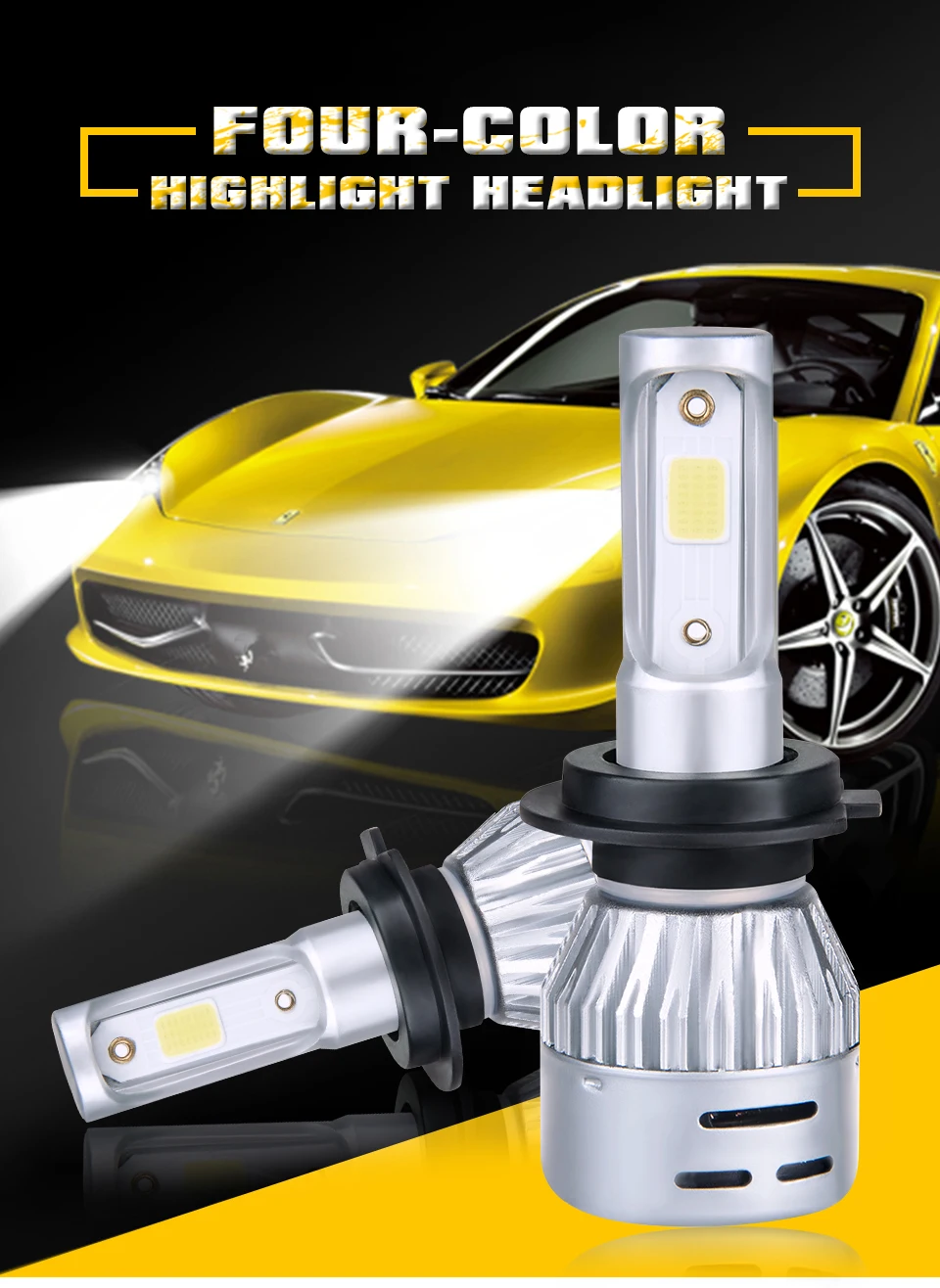 AmmToo H4 светодиодный автомобилей головной светильник H7 светодиодный лампы H1 H11 9005 9006 светодиодный светильник супер яркий 72W фары для 8000Lm авто лампа 3000K 4300K 6500K 8000K 12V
