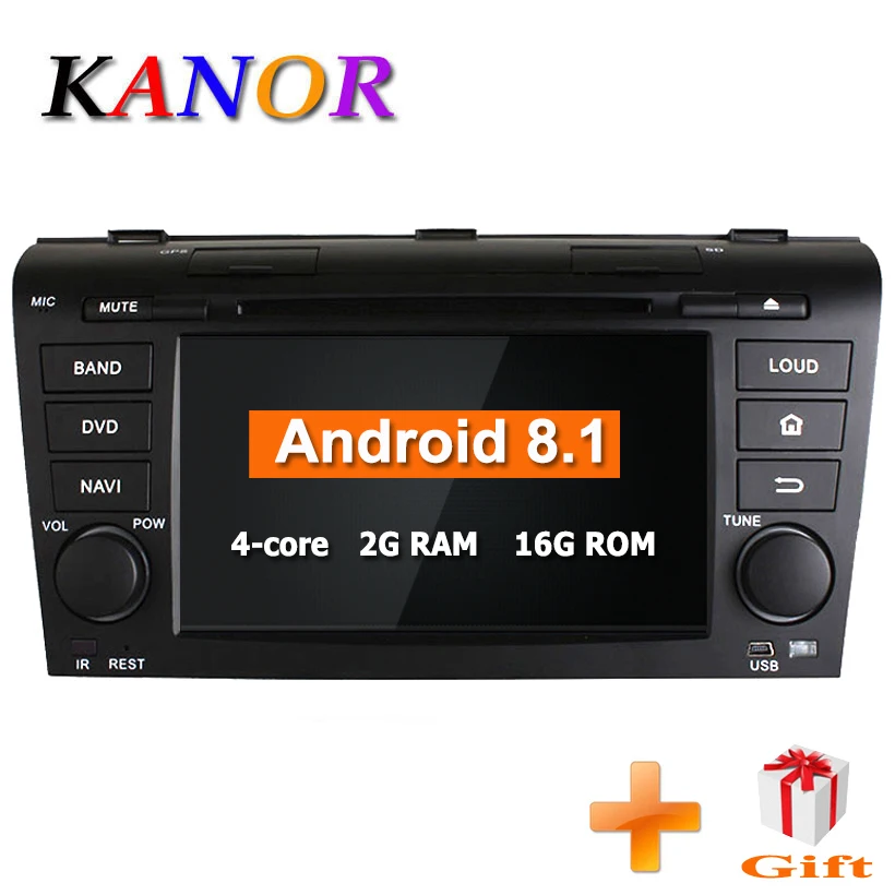 

KANOR Android 8.1 2din Radio DVD For 2004-2009 Mazda 3 Support CD Player Bluetooth SWC Double Din Autoradio Multimedia Player