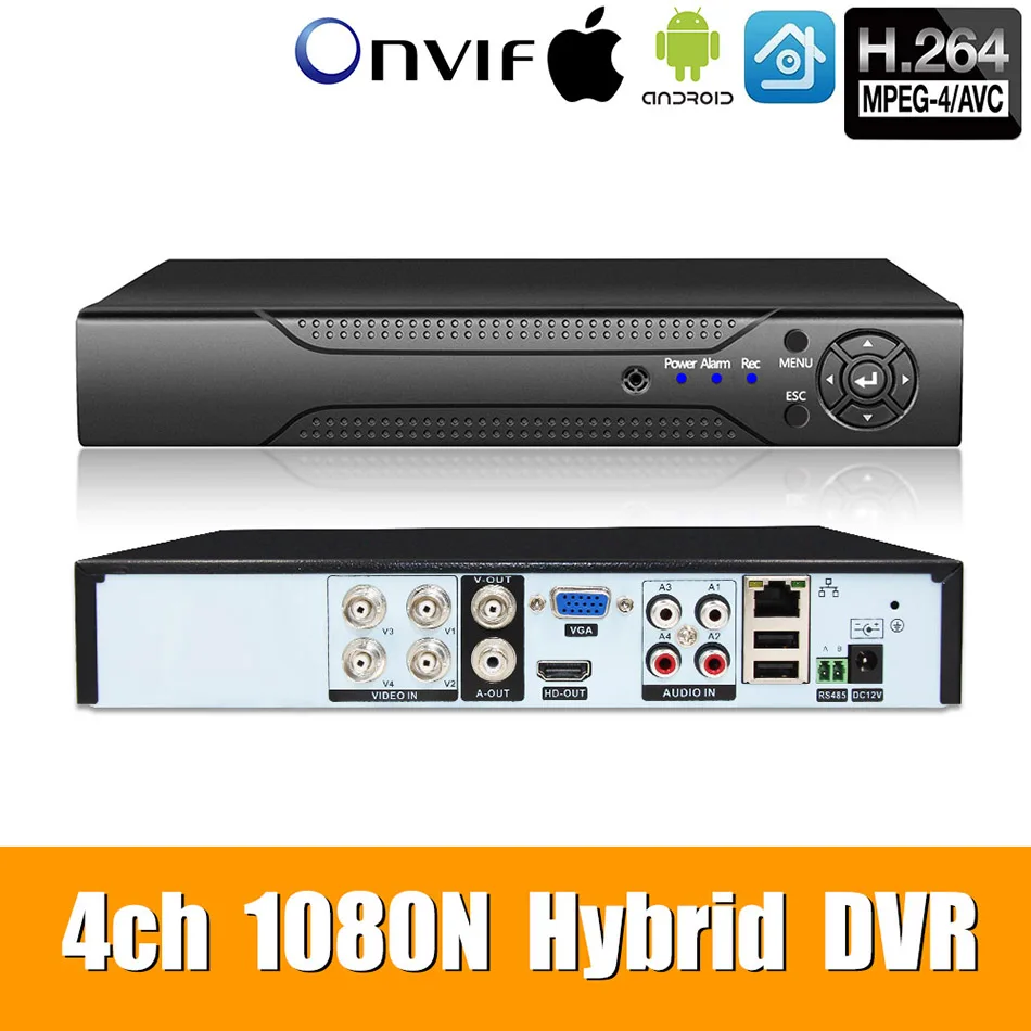 5в1 4ch* 1080N AHD DVR видеонаблюдения безопасности CCTV видео рекордер DVR Гибридный DVR для 720 P/960 H аналог AHD CVI TVI IP камера XMEYE