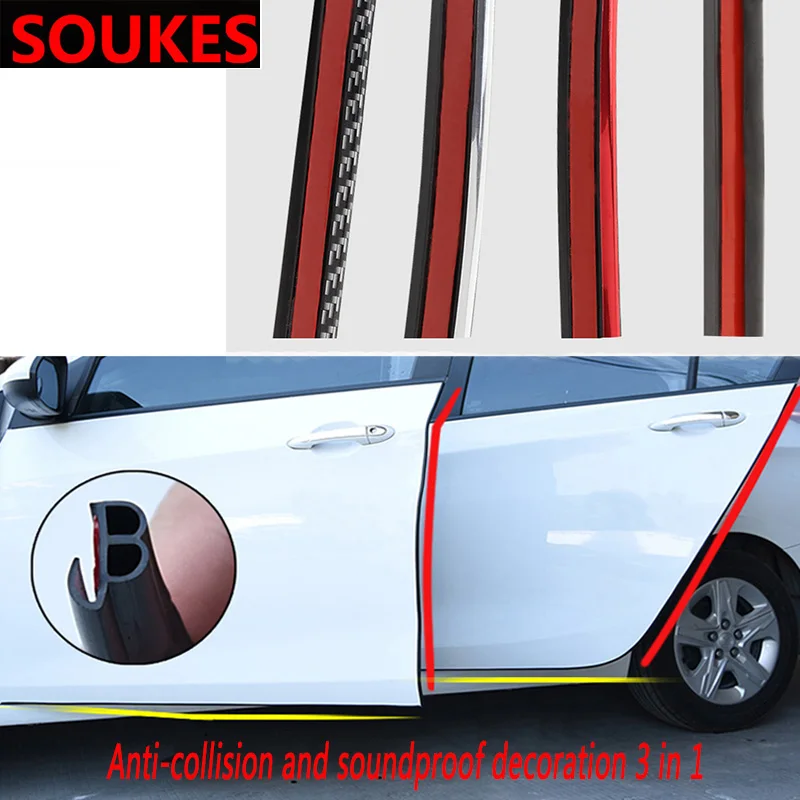 

5M Carbon Car Door Sealing Soundproof Crash Strip For Suzuki Swift Bmw F10 X5 E70 E30 F20 E34 G30 E92 E91 Volvo XC90 S60 V40