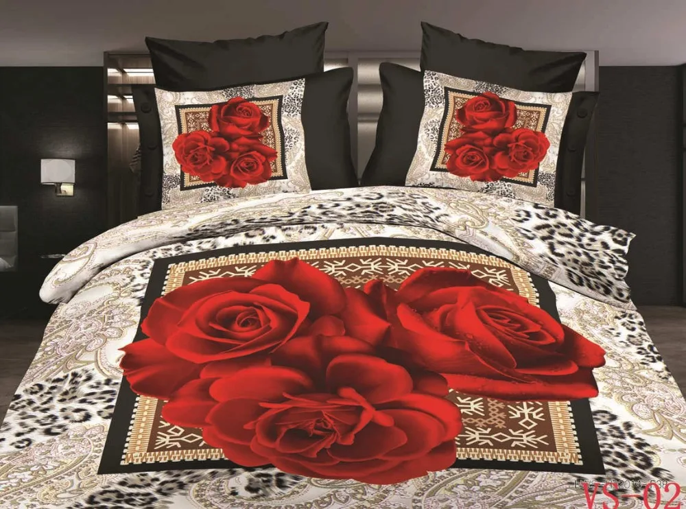 

Sexy Wedding Rose 3D Duvet Cover Sets 3pc Polyester Cotton Mixed Fabric Twin Full Queen Double King Cal King Size Bed Bedding