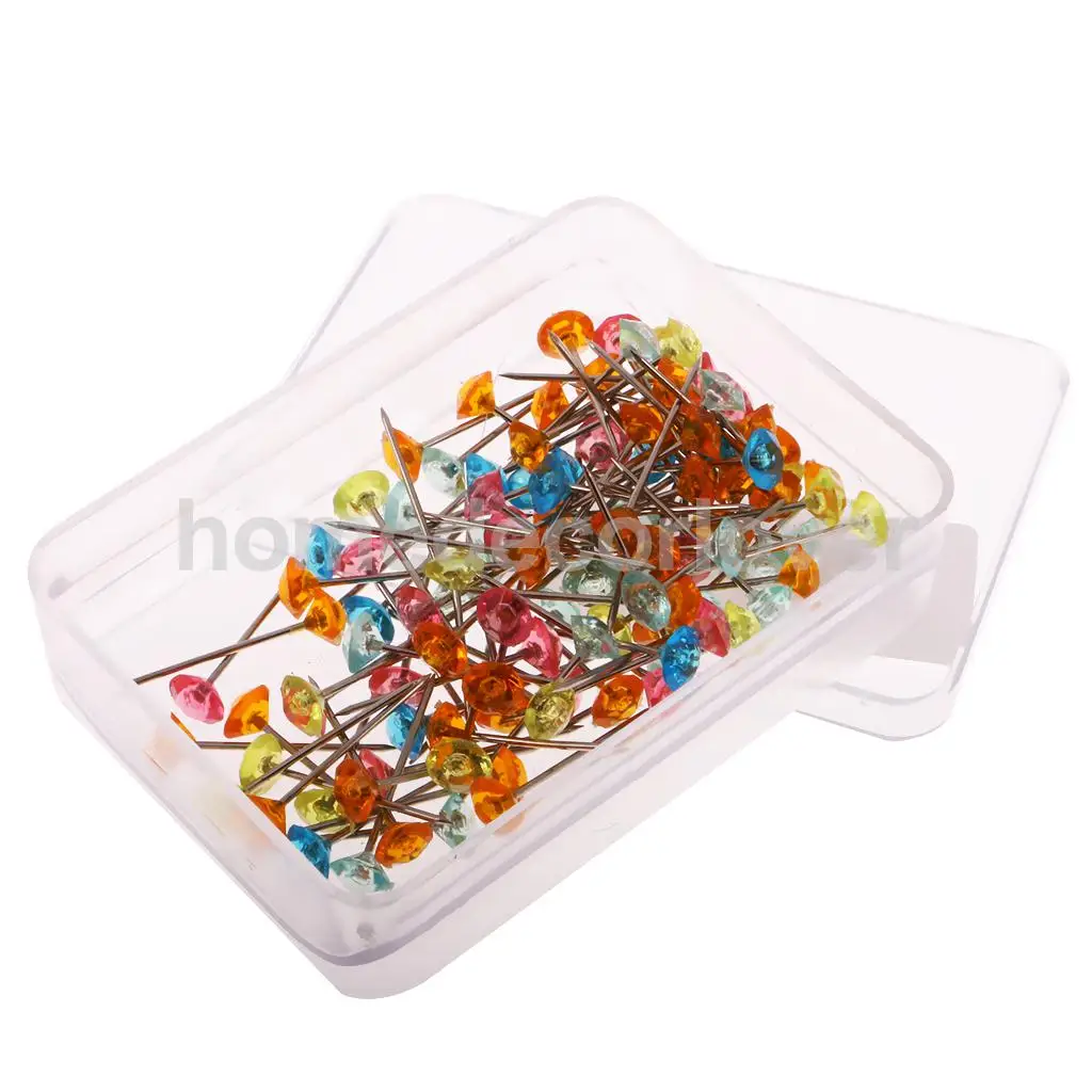

100pcs Multi Color Diamond Head Dressmaking Pin Decorating Sewing Scarf Pins