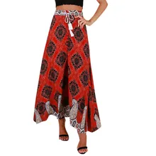 Страусиная Женская юбка усаживаемая красная половина тела в пол печати Повседневная достойная Мода свободная летняя длинная юбка под ним