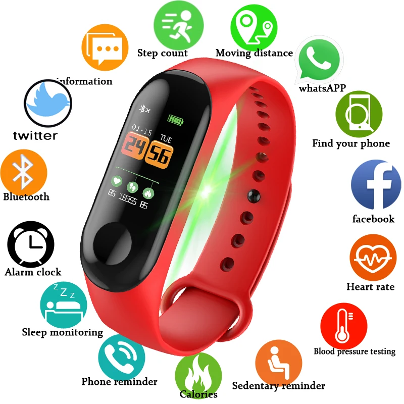 

Sport Watch Women's Smart Bracelet Waterproof Men's Fitness Tracker Heart Rate Monitor Pedometer Calorie Calculation Wristband