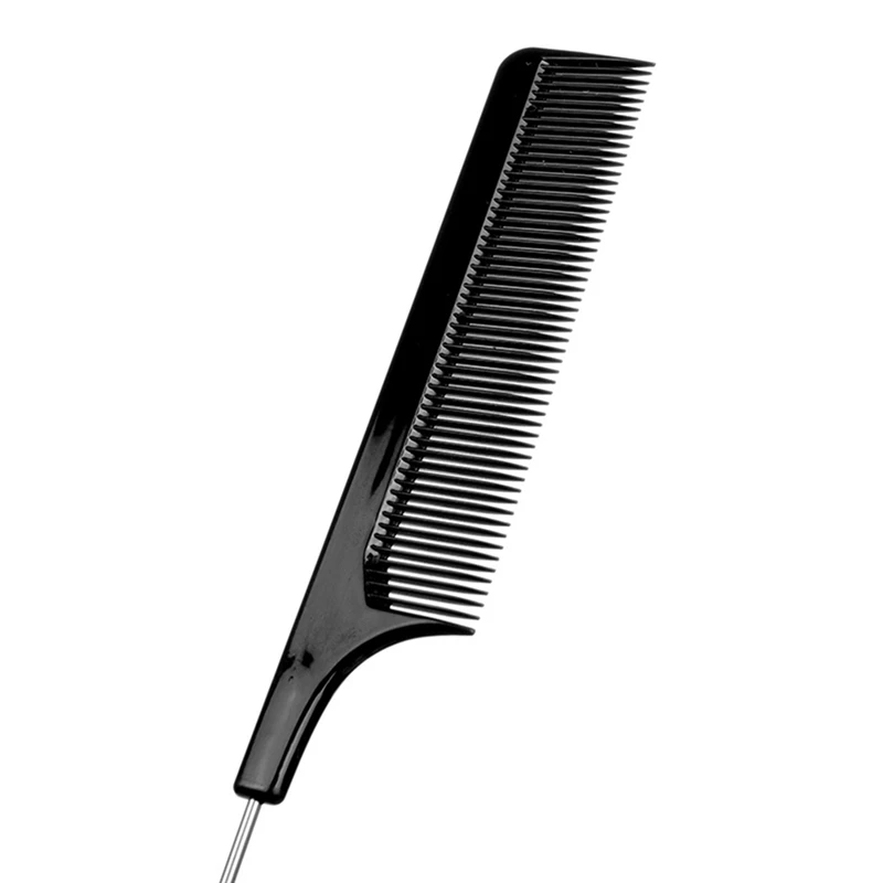 

Plastic Fine-tooth Hair Comb Metal Pin Hairdressing Hair Styling Beauty Tools New Styling Rat Tail Black Easy Use Fashion Hot