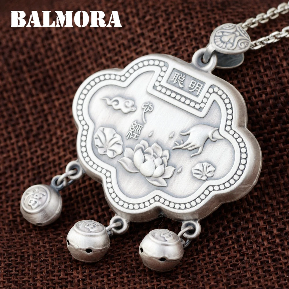 

BALMORA 990 Pure Silver Hand & Flower Pendants for Child Gift Baby Blessed Lock "FU" Pendant Jewelry Without a Chain SY14367