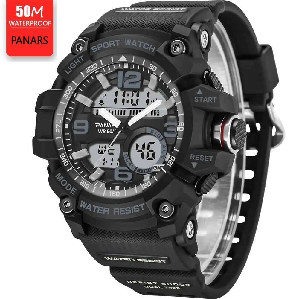 

PANARS Electronic Watch Military Shockproof Waterproof Watch Men Sport Watches For Men Clock Swimming relogio masculino hodinky