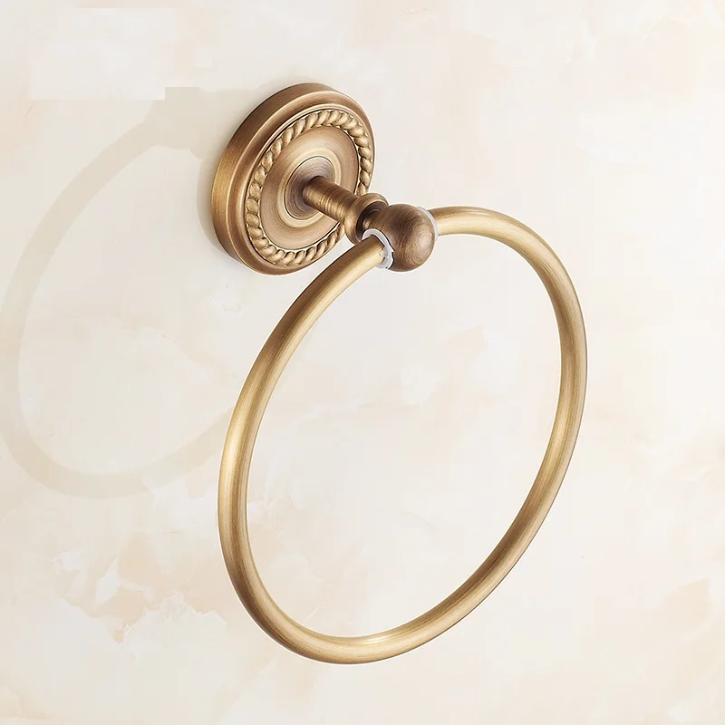 Premintehdw Antique Brass Towel Ring Hanger Wall Mounted bathroom accessoriesin Towel Rings