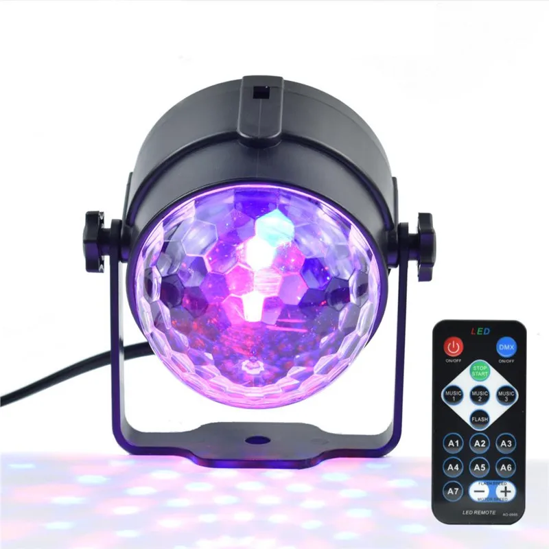 

7 Colors Disco Ball 2019 Mini RGB LED Party Lights Remote Control Small Crystal Magic Ball KTV DJ Club Bar Christmas Decor