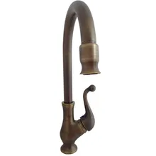 Античная латунь одной ручкой Кухня раковина поворотный излив смесителя кран can056