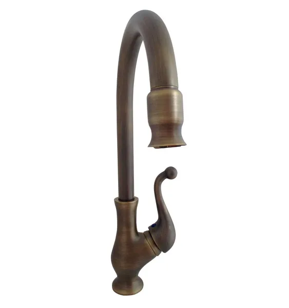 

Antique Brass Single Handle Kitchen Sink Swivel Spout Mixer Tap Faucet Can056