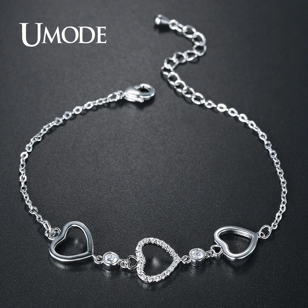 

UMODE New Fashion Cute Heart Bracelets for Women Party Engagement Jewelry Gifts Pulseira Feminina Armbanden Voor Vrouwen UB0120B