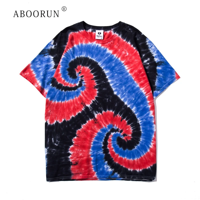 

ABOORUN Men's Hip Hop T Shirts 3D Tie Dye Printed T-Shirts Summer Short Sleeve Top Tees for Male R567
