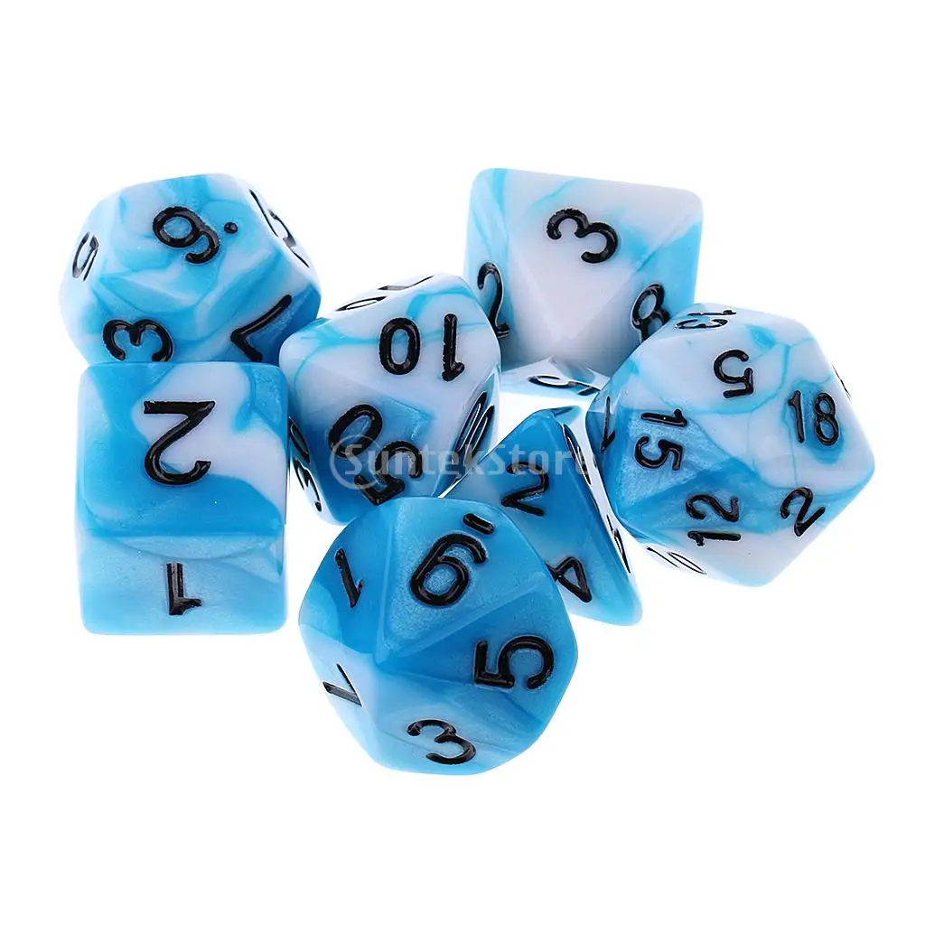 7PCS Polyhedral Dice D20 D12 D10 D8 D6 D4 for Dungeons and Dragons Table Games