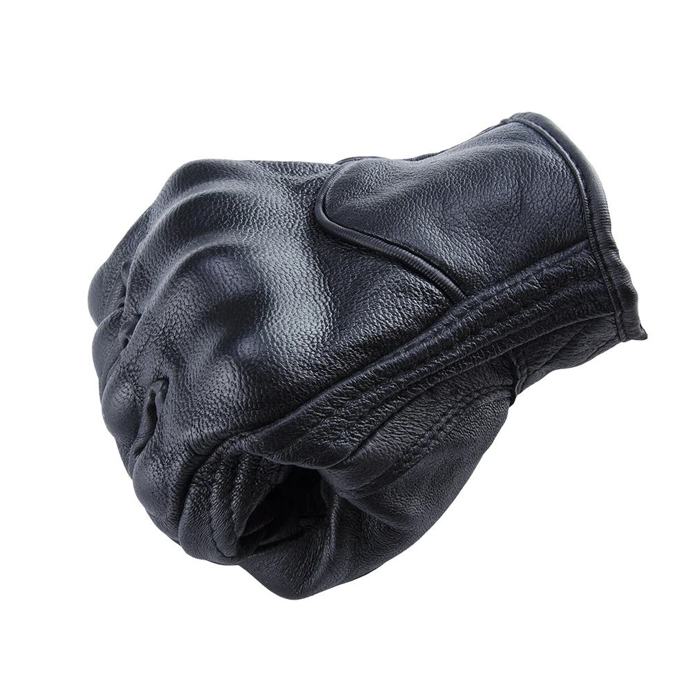 CRAZY BIKER Motorcycle Glove real Leather Full Finger Black moto men