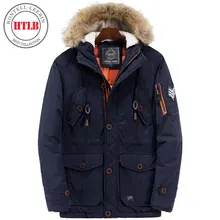 HTLB, новинка, зимние пальто, парка, куртка для мужчин, с капюшоном, длинная, толстая, теплая, ветрозащитная, с меховым воротником, мужской пуховик, парки, верхняя одежда для мужчин
