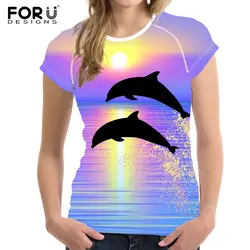 FORUDESIGNS 3D Дельфин печатных Для женщин футболка Мода Бодибилдинг футболки Брендовая Дизайнерская обувь женские короткий рукав Верхняя