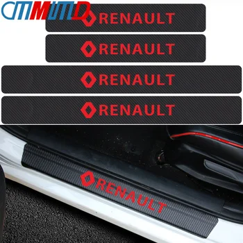 

4pcs Car Door sill protector Plate Stickers Carbon Fiber Look Car Sticker for Renault Megane 2 3 Duster Logan Clio car styling