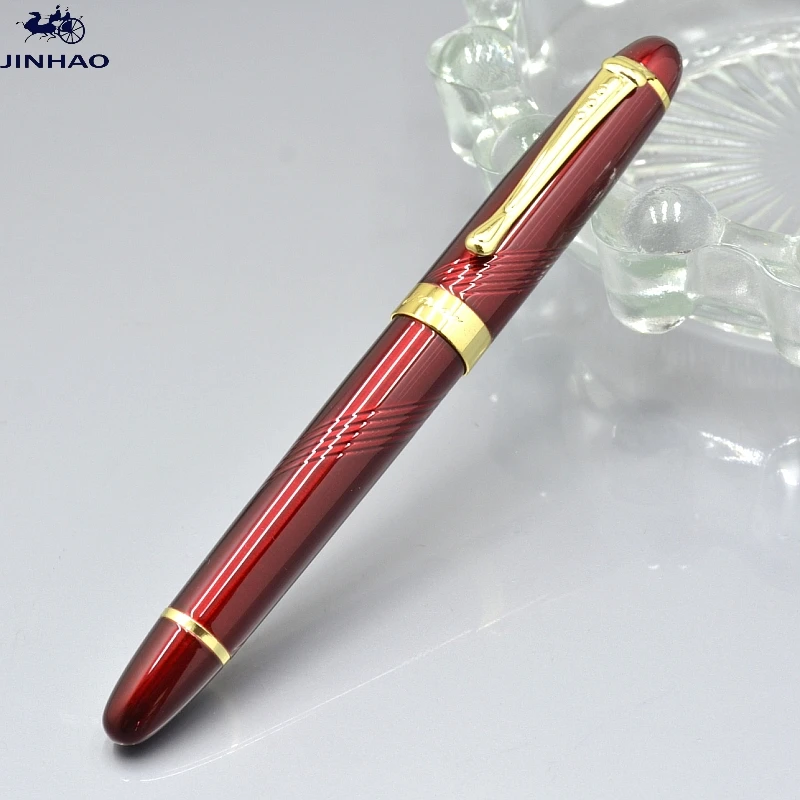 Высокое качество JINHAO 450 винно красная шариковая ручка с золотым зажимом школьные