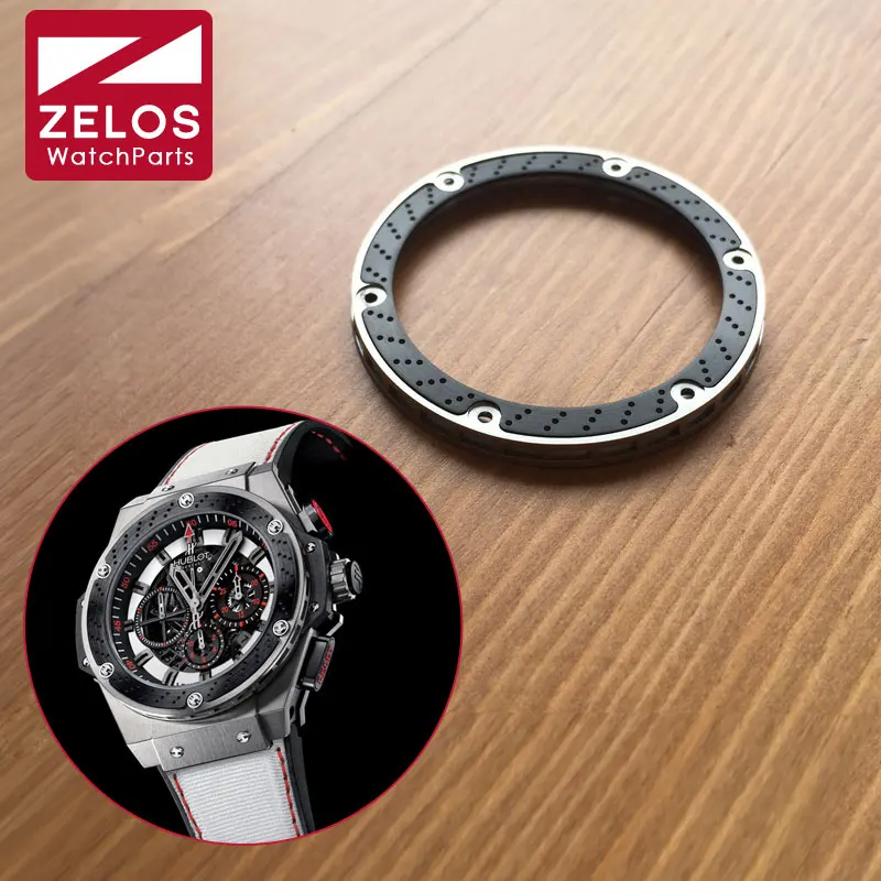 Fibra de Carbono Isnert para Hub 3 em 1 Alta Qualidade Relógio Bisel Hublot Rei Power 48mm f1 Caixa Automático 703. Zm.1123.nr. Fmo10