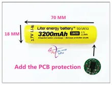100% New Original NCR18650B 3.7 v 3200 mah 18650 Lithium Rechargeable Battery Flashlight batteries Add the PCB protection