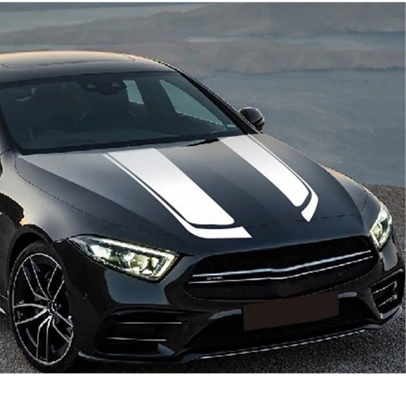 Car Sticker Pair Car WhiteBlue Racing stripe Sport Hood Decal Vinyl Auto Bonnet sticker top Quality Fashion car-styling sticker (1)
