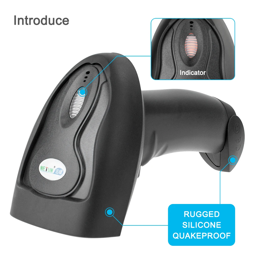 Беспроводной сканер штрих кода ручной Bluetooth 1D/2D QR считыватель кодов Поддержка