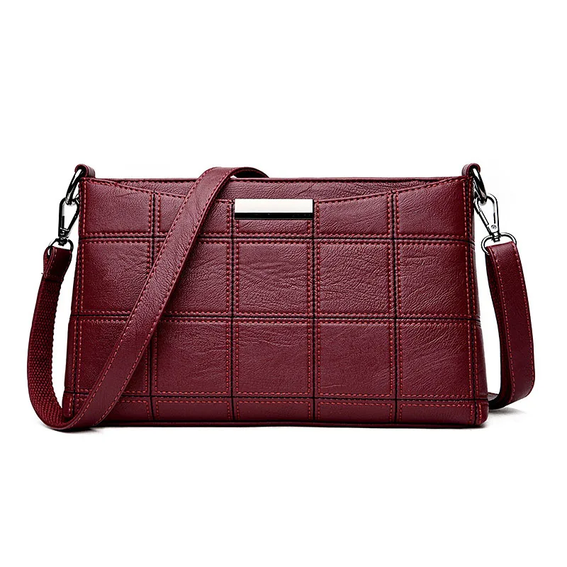 

Leather High Quality casual Handbags fashion Plaid multi-function Shoulder Messenger Bags Women Zipper opening Cross body Bag