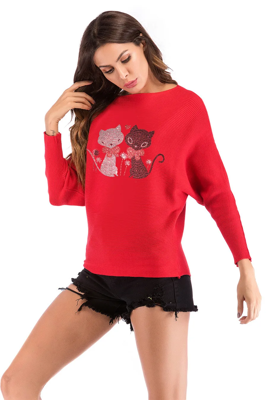 Gladiolus 2018 Autumn Winter Sweater Women Long Sleeve Rhinestone Pattern Slim Knitted Christmas Sweater Women Jumpers Pullover (47)