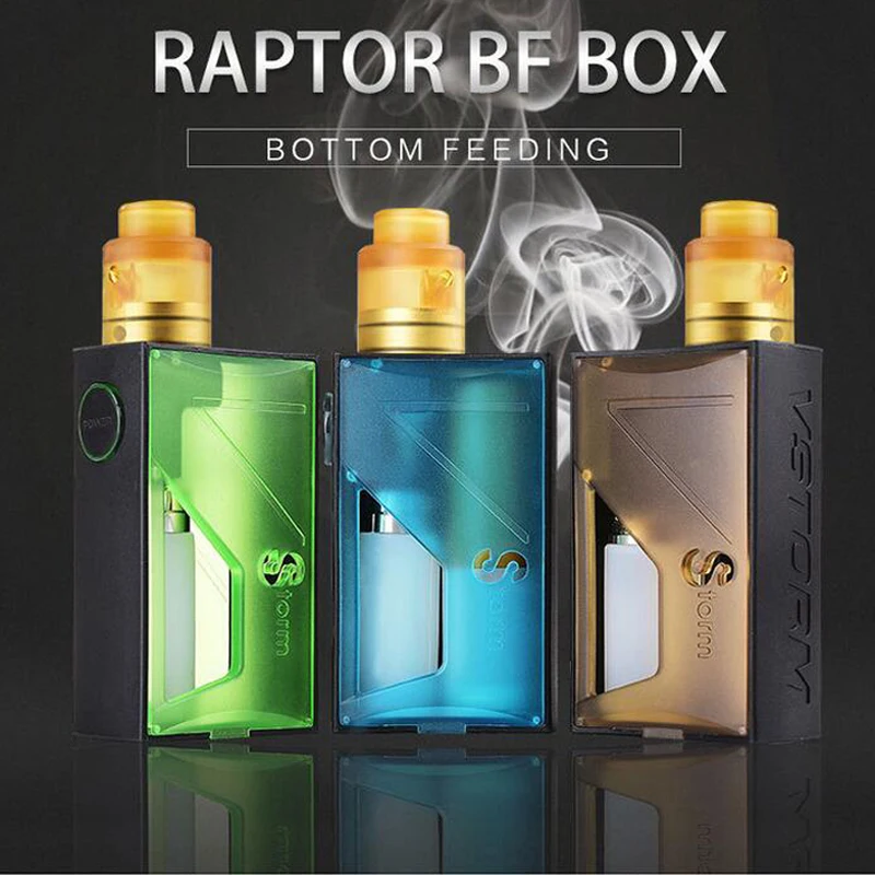 

Vapor Storm Raptor Squonk Box Mod Kit 5ml Bottom Feeding Tank Electronic Cigarette High Security Firmware Support 18650/20700